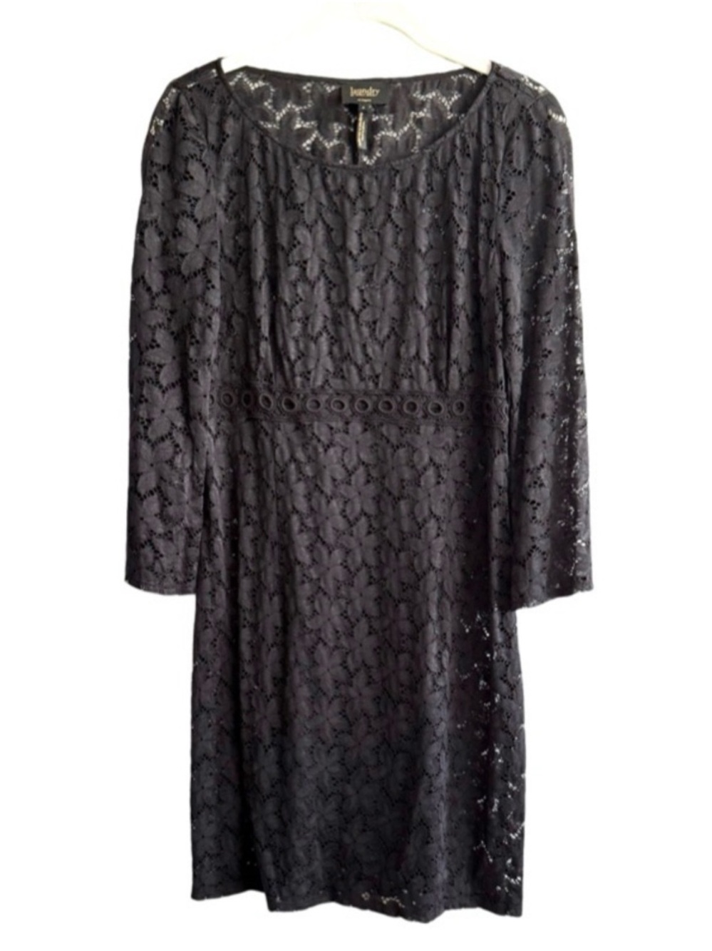 Laundry by Shelli Segal Lace Mini Dress Three Quarter Sleeves Black Size 6
